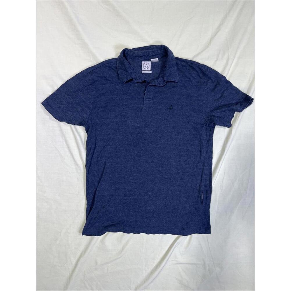 Volcom Men’s M Polo Short Sleeve Shirt Dark Blue Skater Cotton Polyester Blend